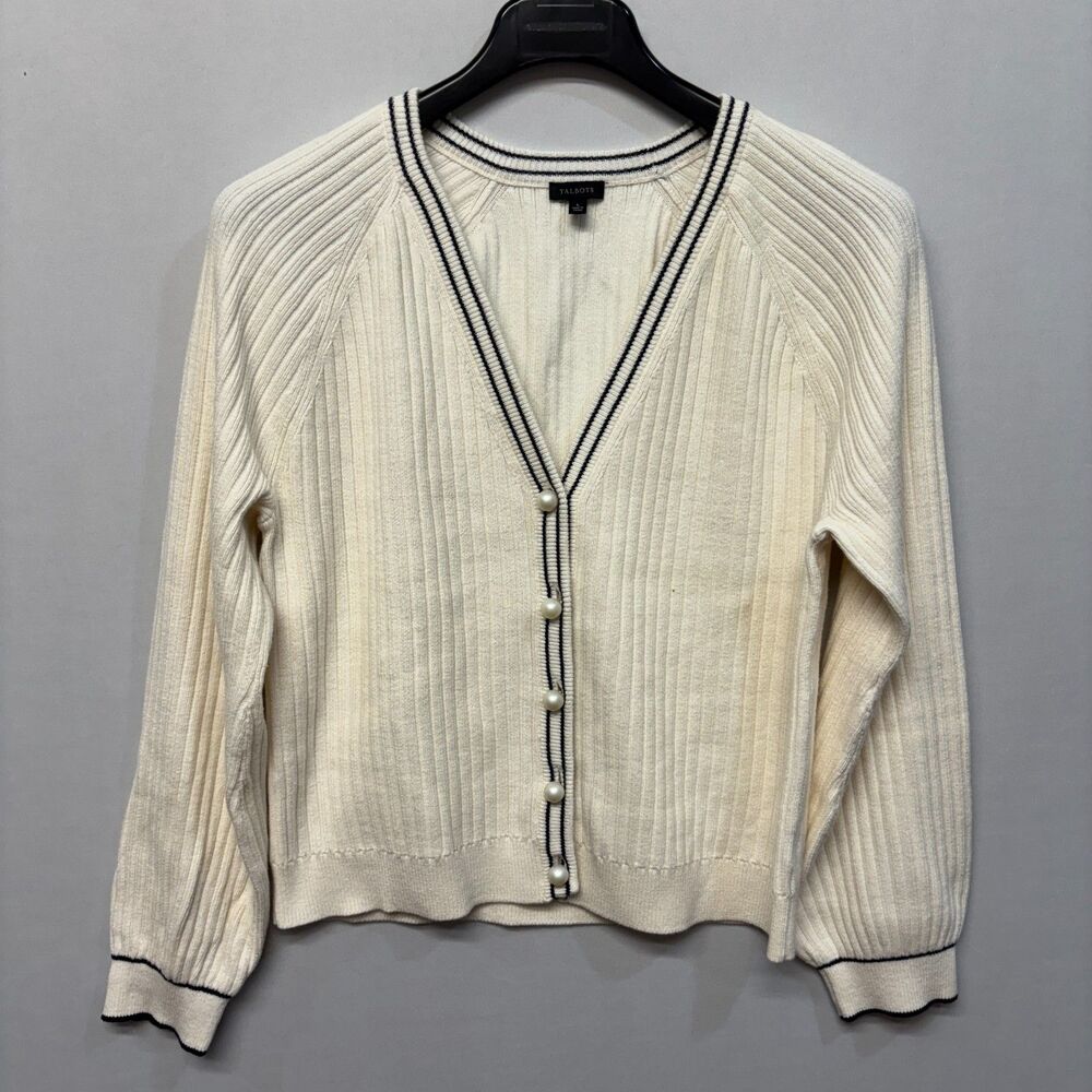 Talbots Women Knit Cardigan Sweater Size Large Cotton Blend D059 -17